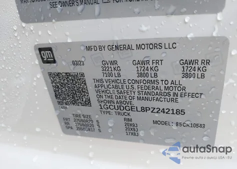 2023 Chevrolet Silverado 1500 4Wd Short Bed Ltz из США, поврежденный, VIN 1GCUDGEL8PZ242185